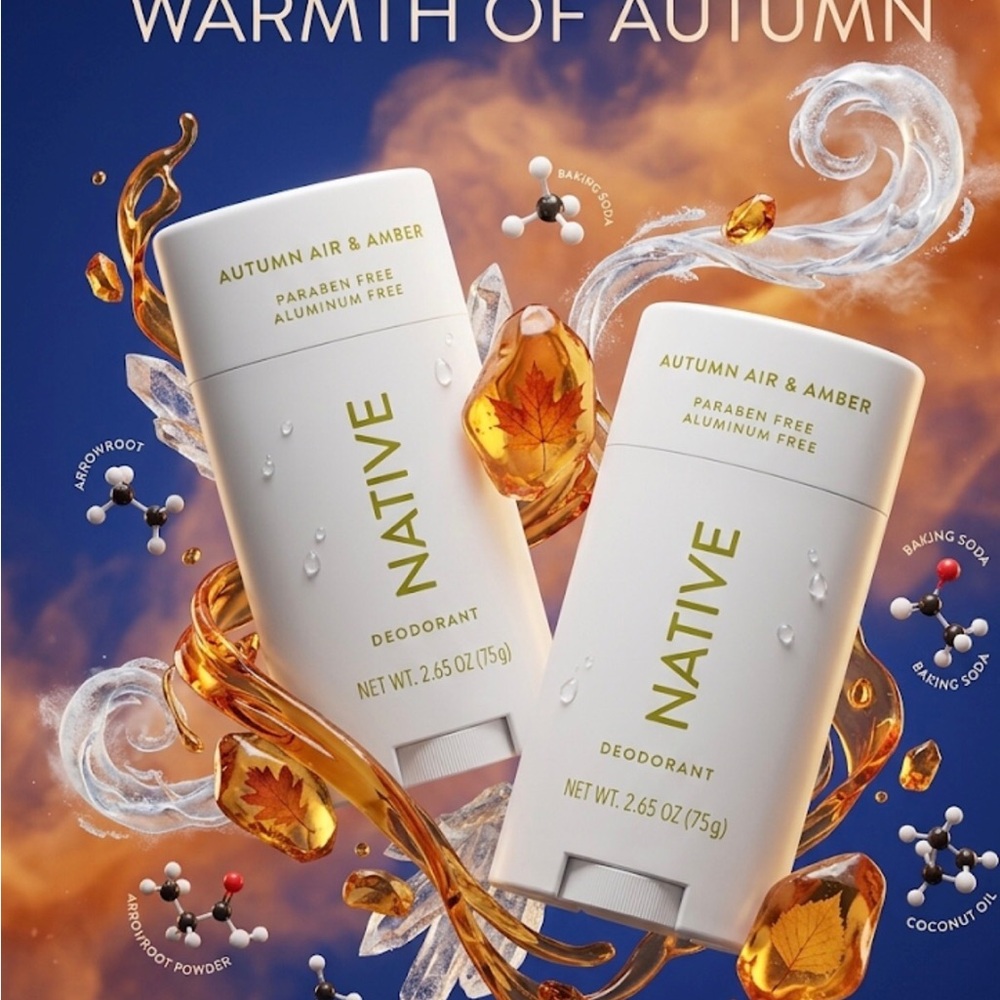 2X Native Autumn Air & Amber Deodorant Stick - White